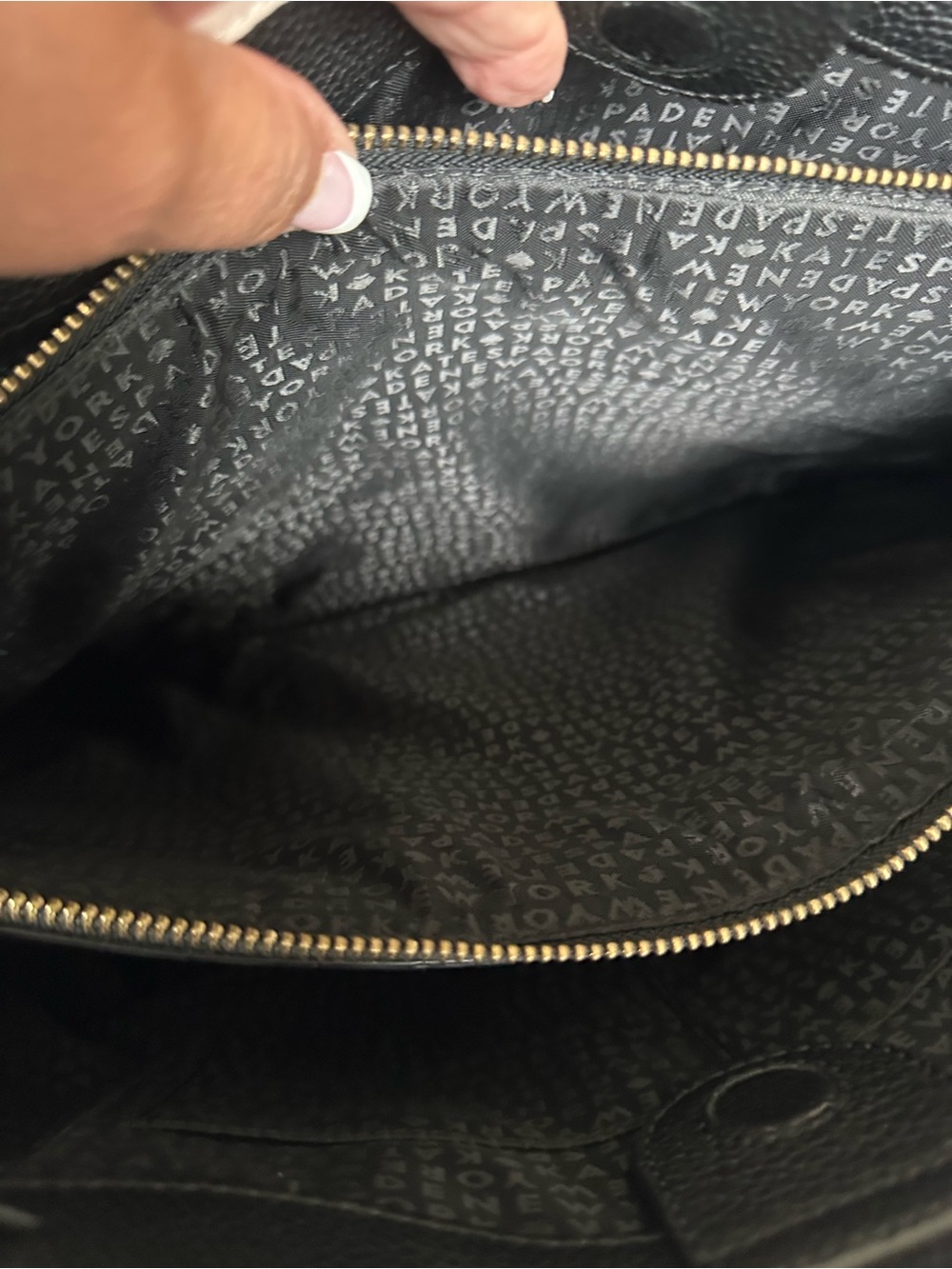 kate spade Leather Black Satchel tote with Pale Pink Trim beautiful - Picture 3 of 6